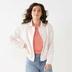 Nine West Women's Light Pink Tweed Bomber Jacket Size Medium